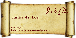 Jurin Ákos névjegykártya
